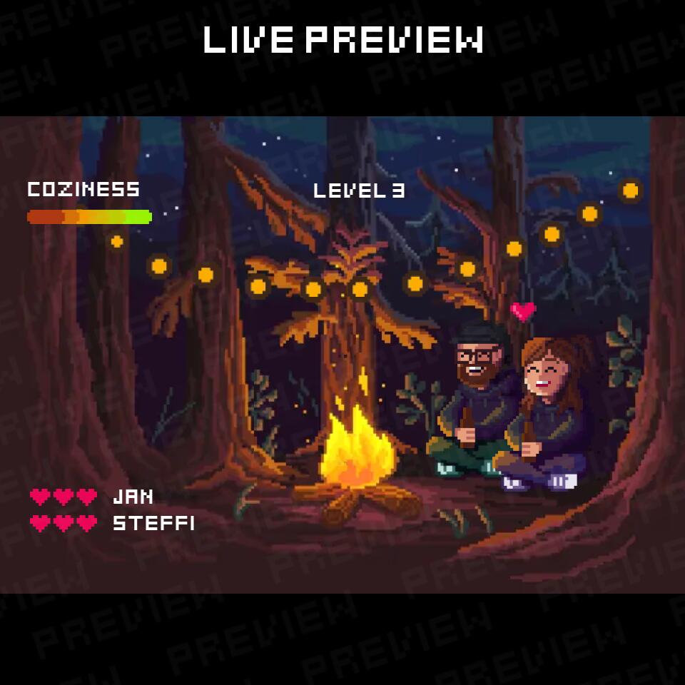 Personalised Pixel Art Campfire Print