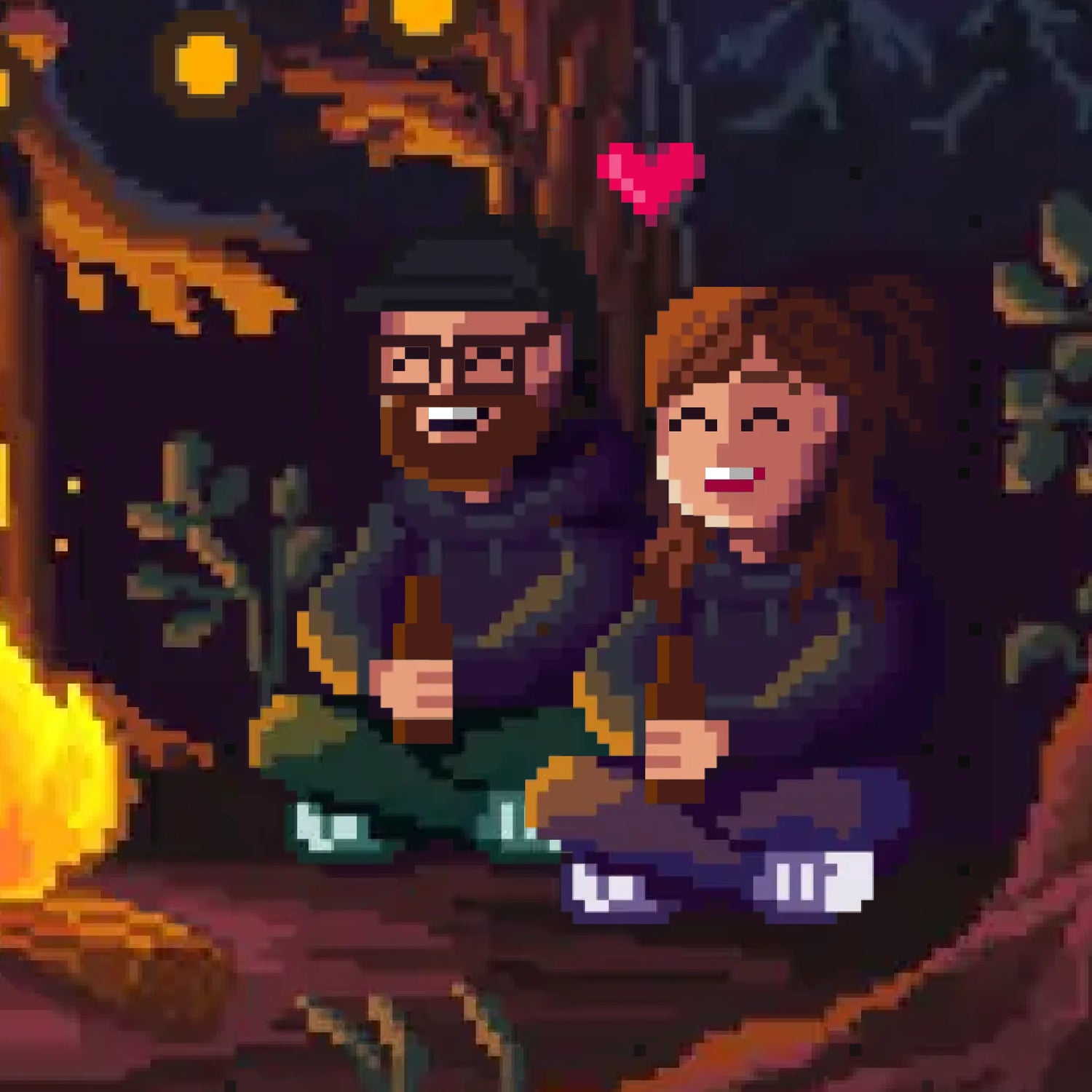 Cozy Adventure • Customisable Pixel Art Print • Campfire
