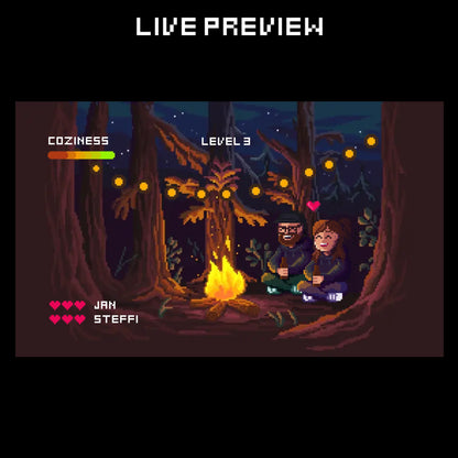 Cozy Adventure • Customisable Pixel Art Print • Campfire