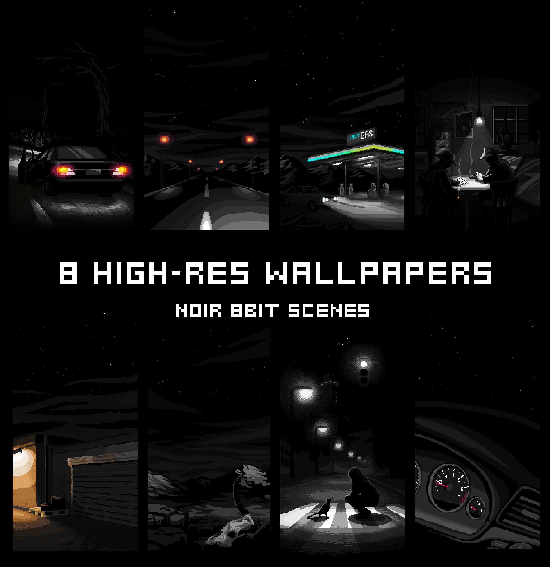 Noir Pixel Art Wallpaper Pack